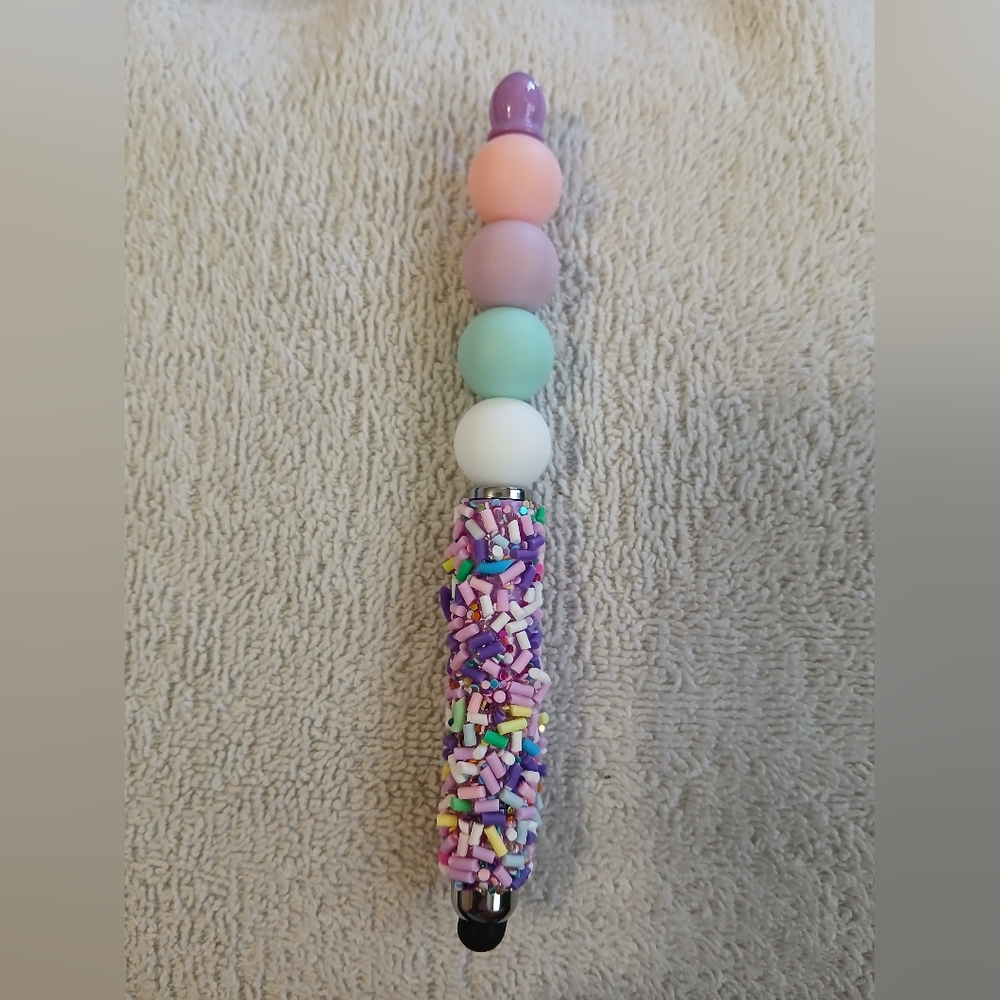 Pastel Beaded Stylus Pen with Sprinkles